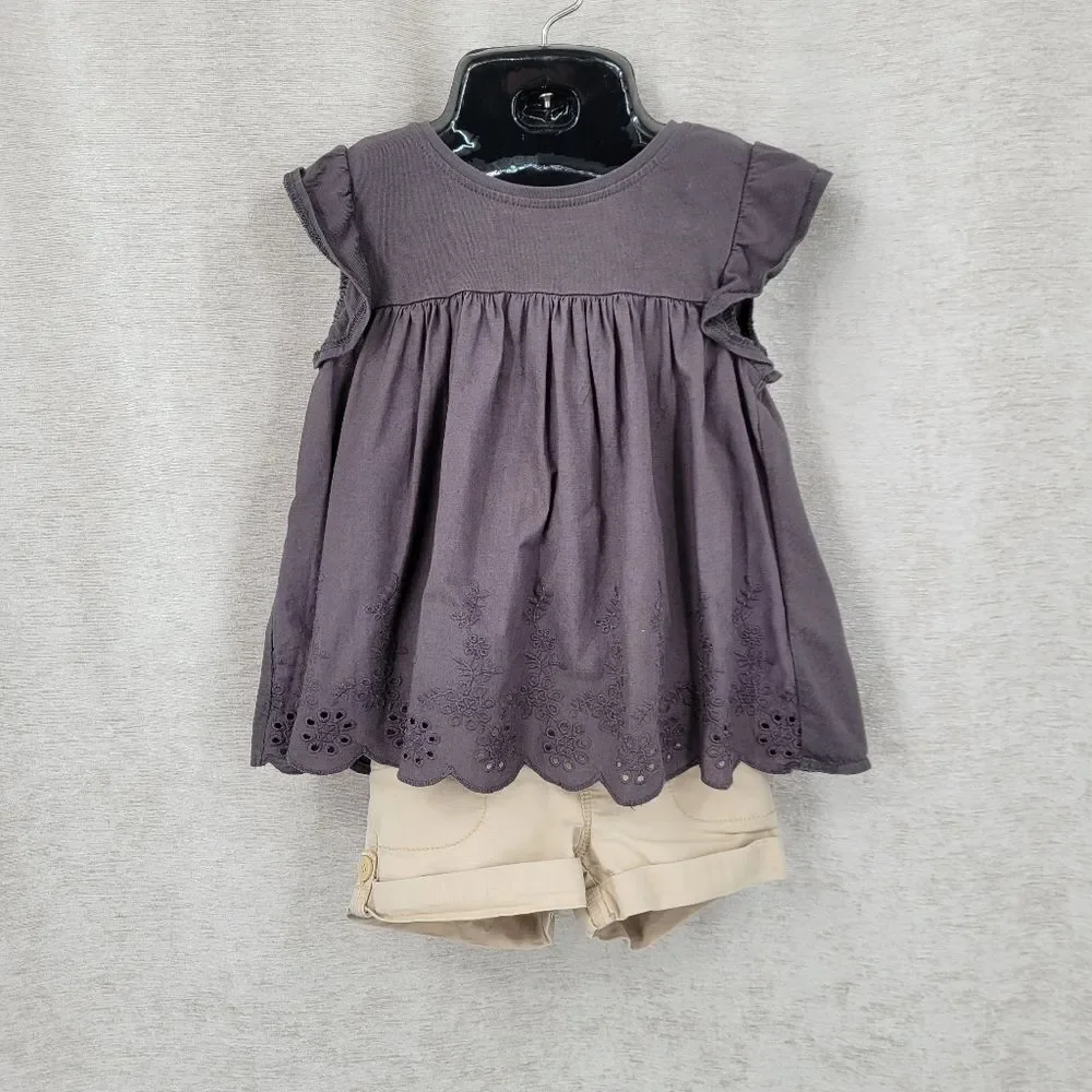 GAP Khaki Shorts and Top Cotton Bundle Navy Star Blouse and Gray Eyelet Blouse